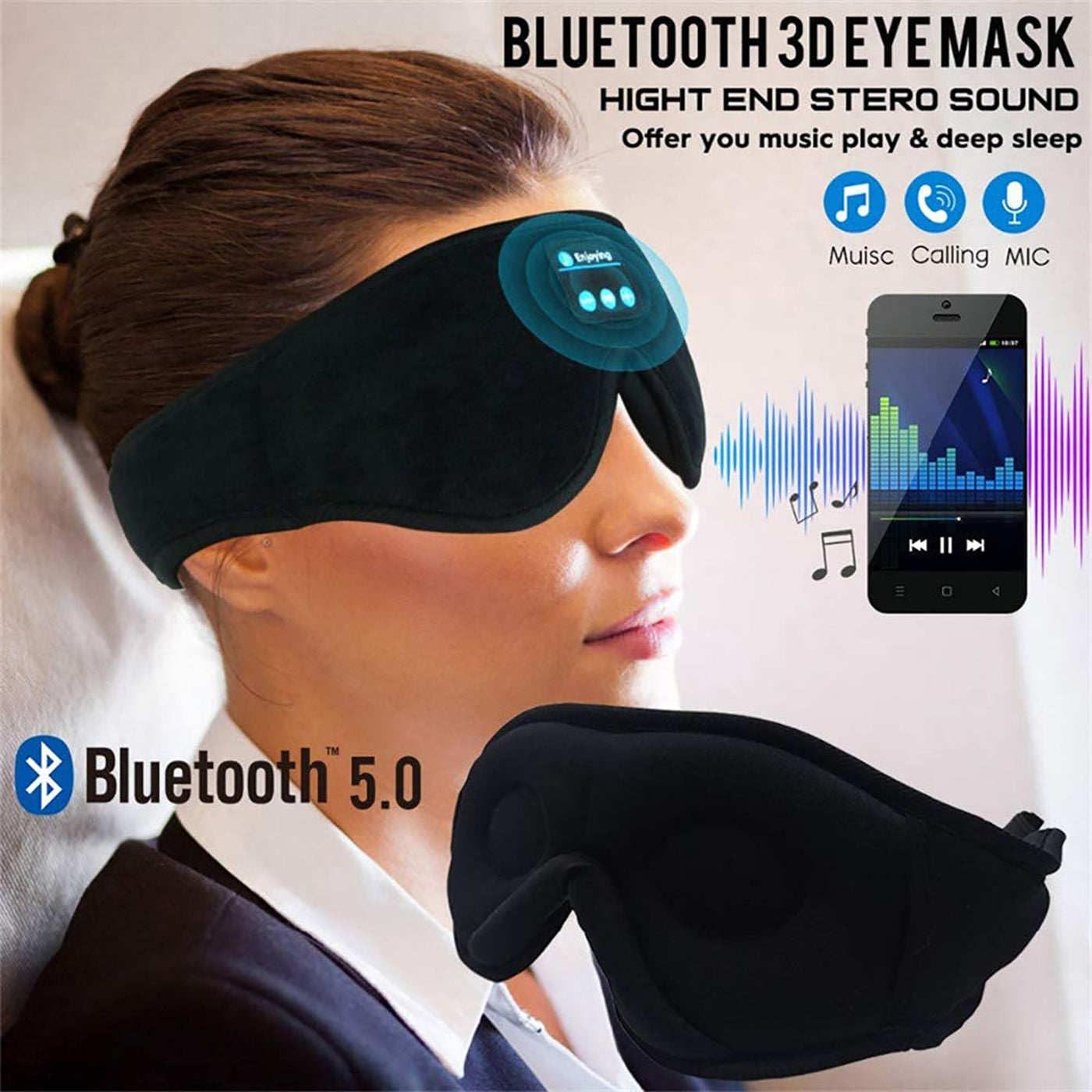 Bluetooth Sleep Mask worn while sleeping