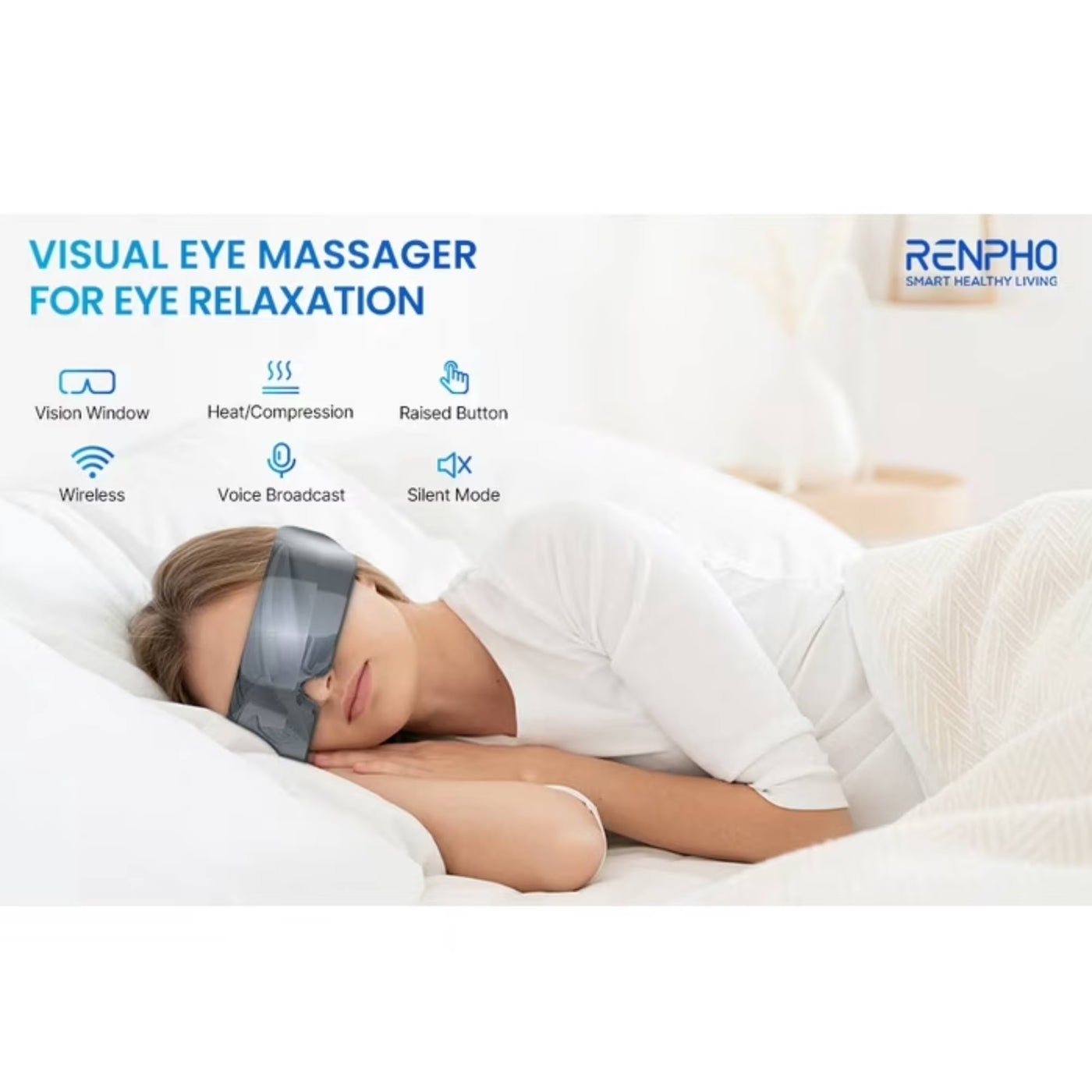 Heated Eye Massager Ture View Adaptive Temple Massage for Eye Relax, Improve Eye Blood Circulation